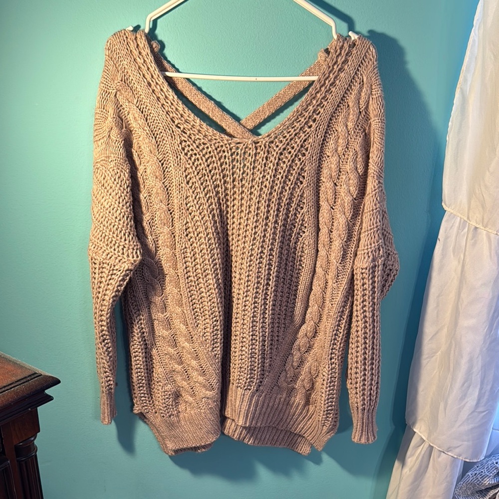S/M Wishlist pink Cozy Cable Knit Sweater